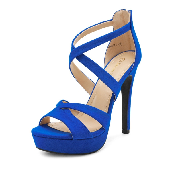 Stiletto Platform Pump Sandals - ROYAL BLUE SUEDE -  0